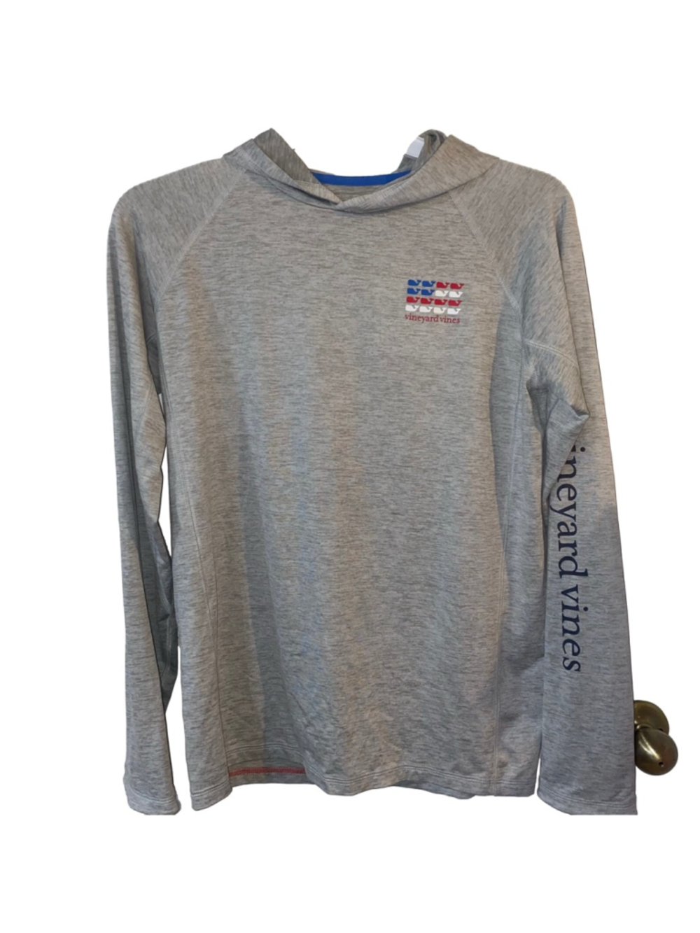 Boys Vineyard Vines Gray Performance Lightweight Long sleeve Hoodie Tee XL